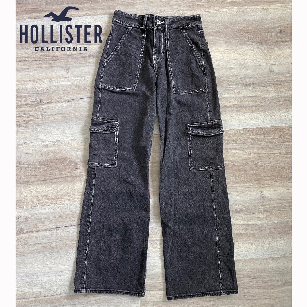 00S Hollister High Rise Vintage Baggy Wide leg skater jeans Black wide leg pants